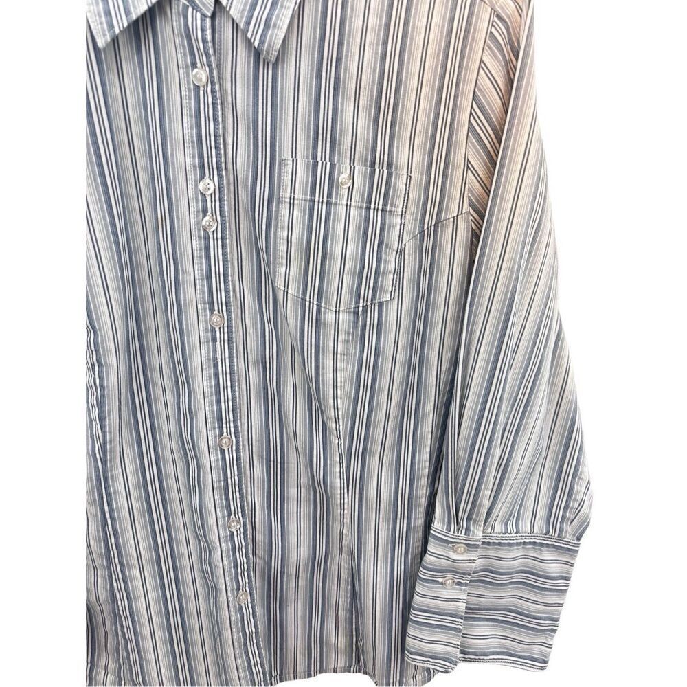 Riders 3/4 sleeve striped button up blouse size large